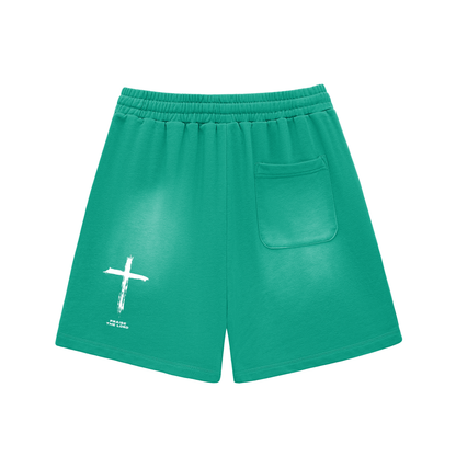 Sun Fade Raw Edge Cotton Shorts