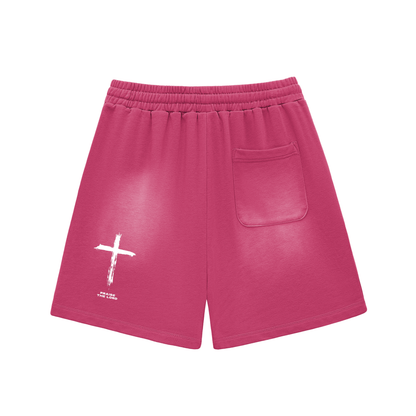 Sun Fade Raw Edge Cotton Shorts